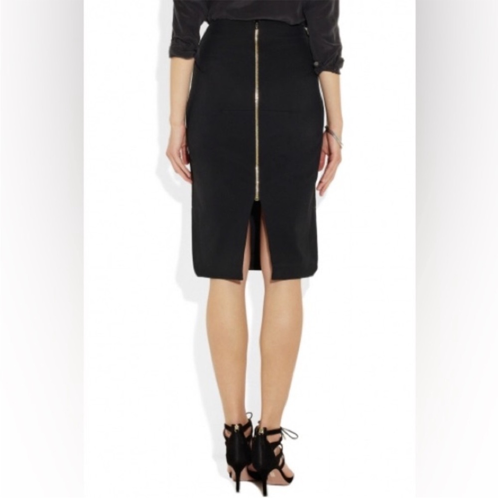 Roland Mouret Black Quilted Pencil Skirt Zipper Back Wool Blend